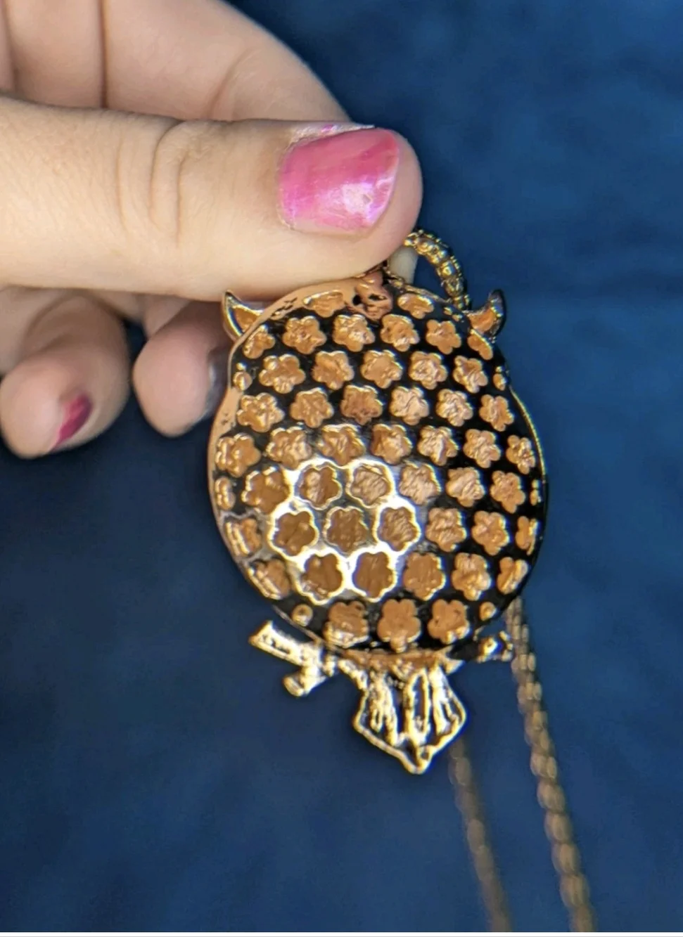 Jeweled Owl Pendant Gold Tone Adjustable 16